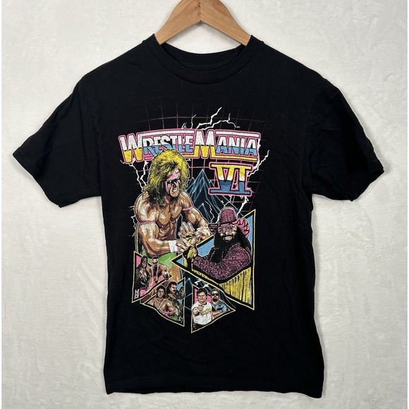 WWE Other - WWE Adult Small Shirt Black Wrestlemania 6 Ultimate Warrior Bret Hart Macho Man